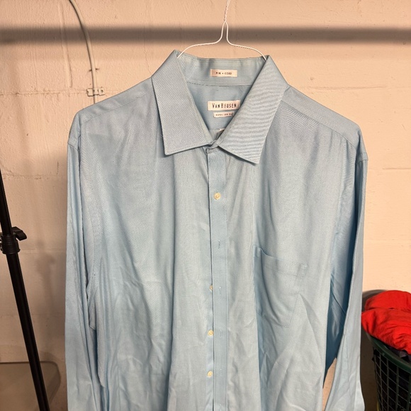Van Heusen light blue pin cord dress shirt size 18 1/2 regular fit - Picture 1 of 3